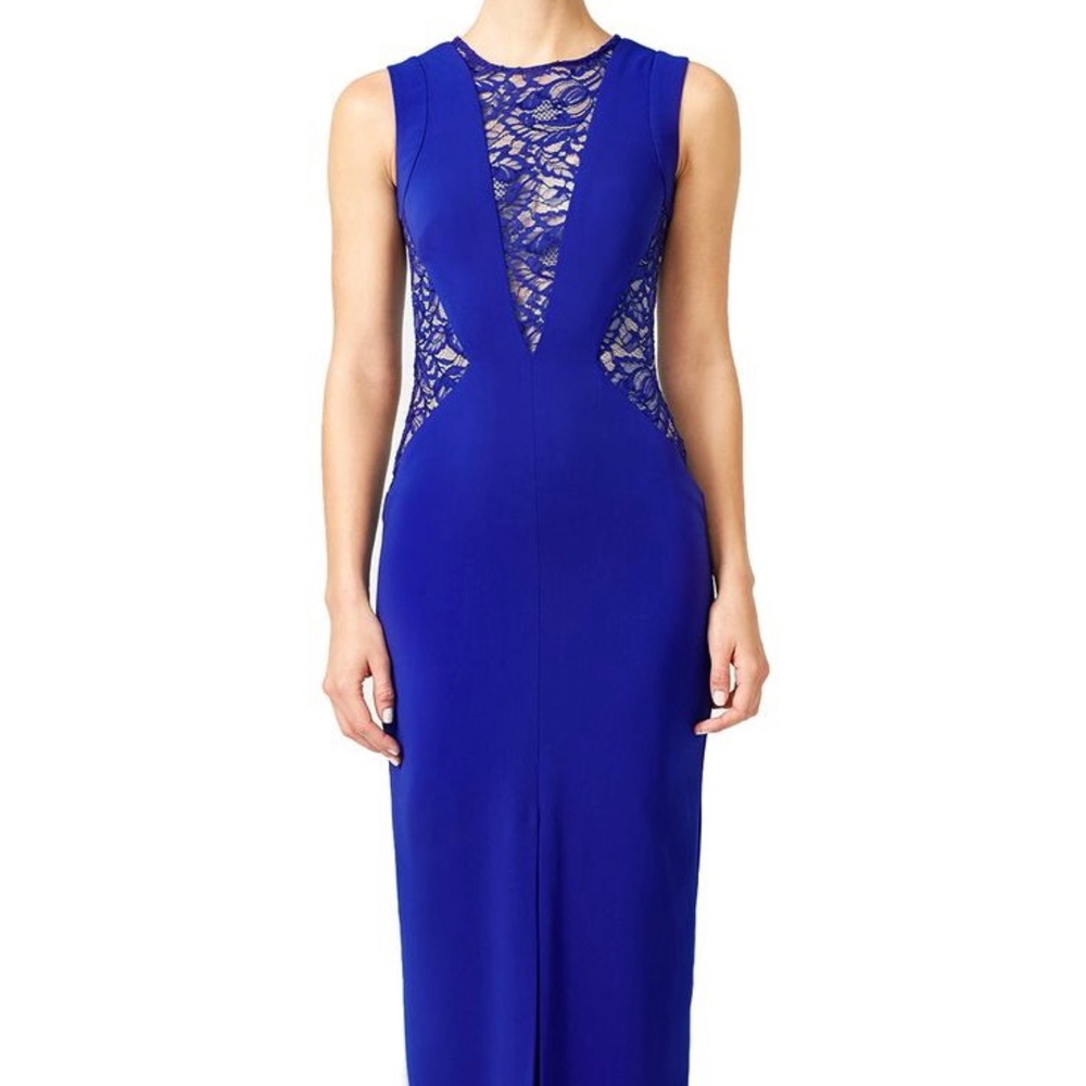 Nicole Miller Blue Lace Crepe Gown